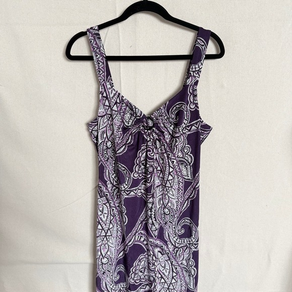 INC International Concepts Dresses & Skirts - INC International Concepts Purple Paisley Maxi Dress Womens Large V-Neck Stretch
